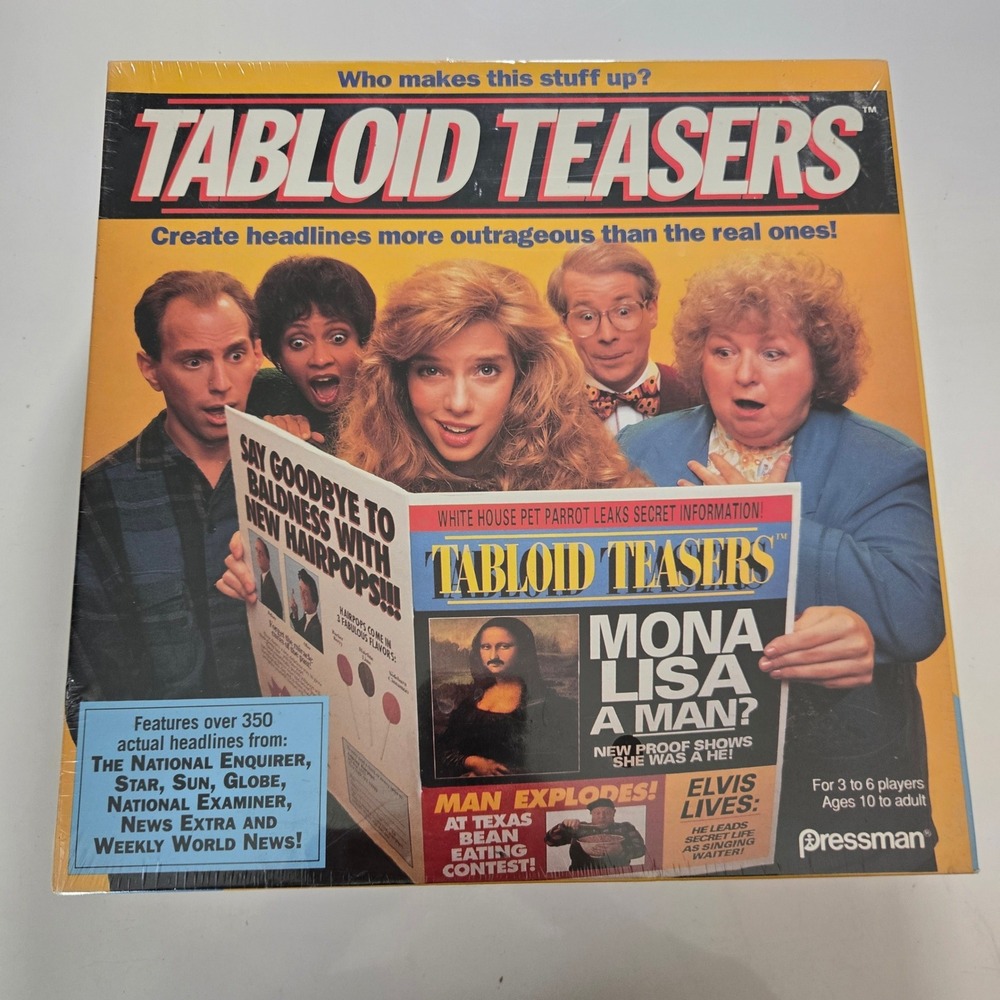 Vtg 1991 Tabloid Teasers Board Game Pressman Factory Sealed New Newsworthy Fun